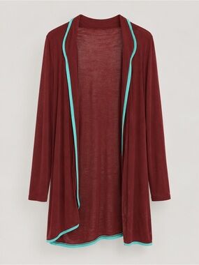 Women’s Burgundy Swim Cover-Up with Teal Trim